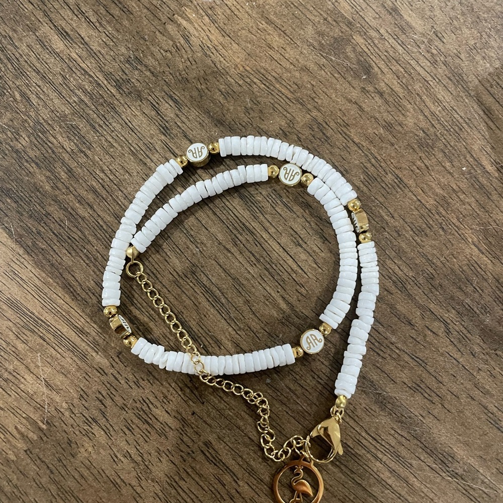 Aliya Gold and White Beaded Necklace with Chain